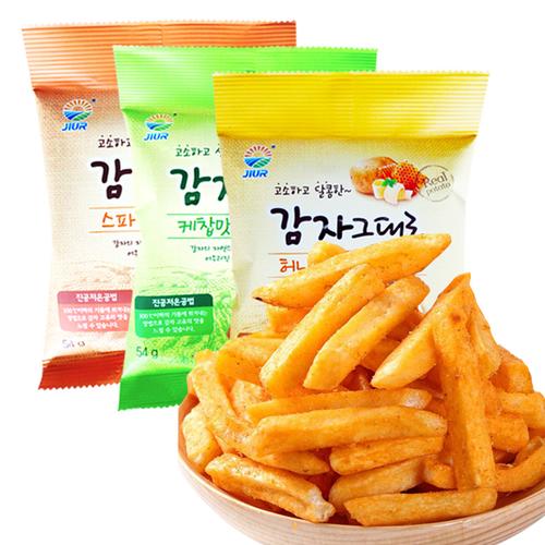韩国进口 九日牌蜂蜜黄油味/辣味/番茄味土豆条54g 膨化食品薯条